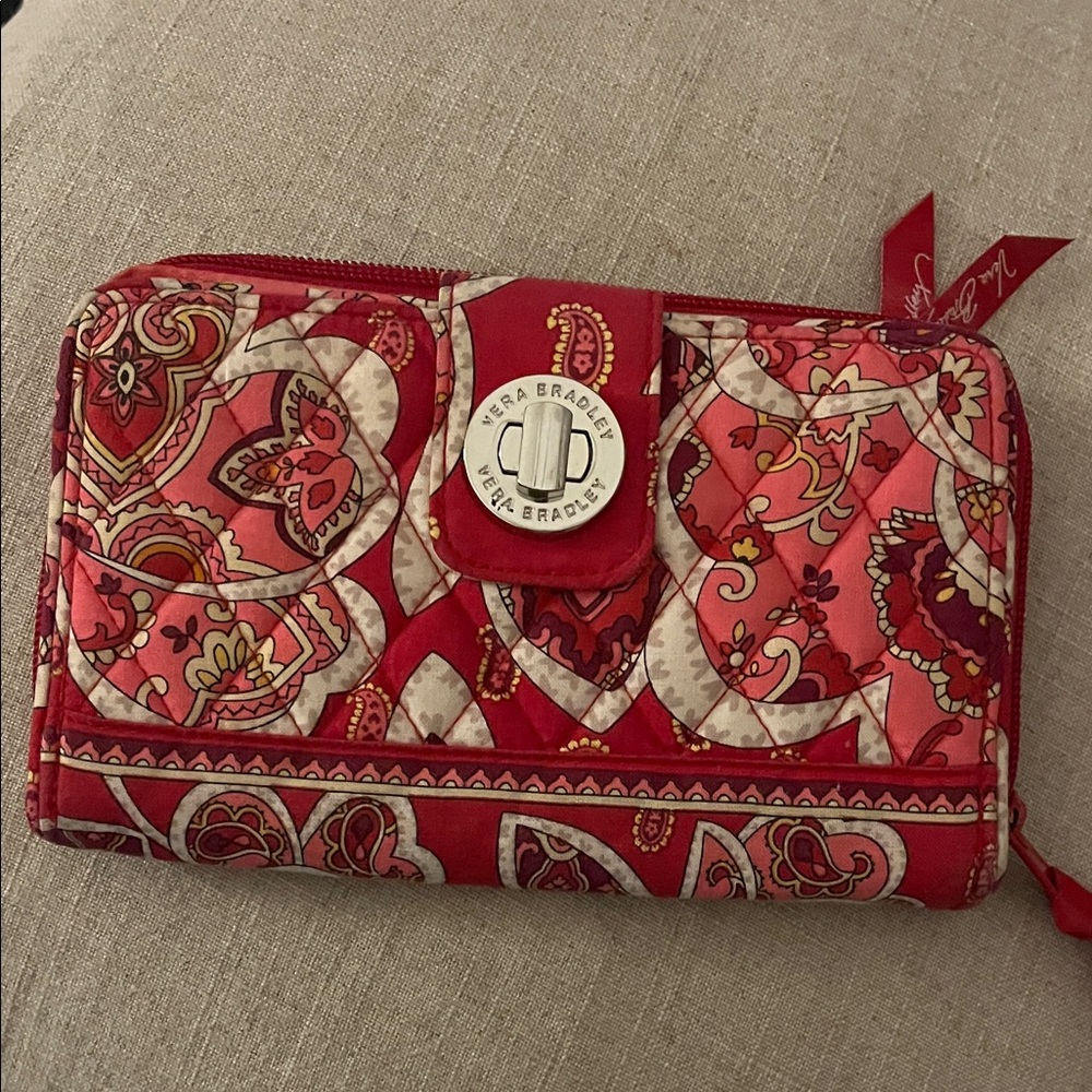 Vera Bradley Red and Pink Heart Pattern Wallet